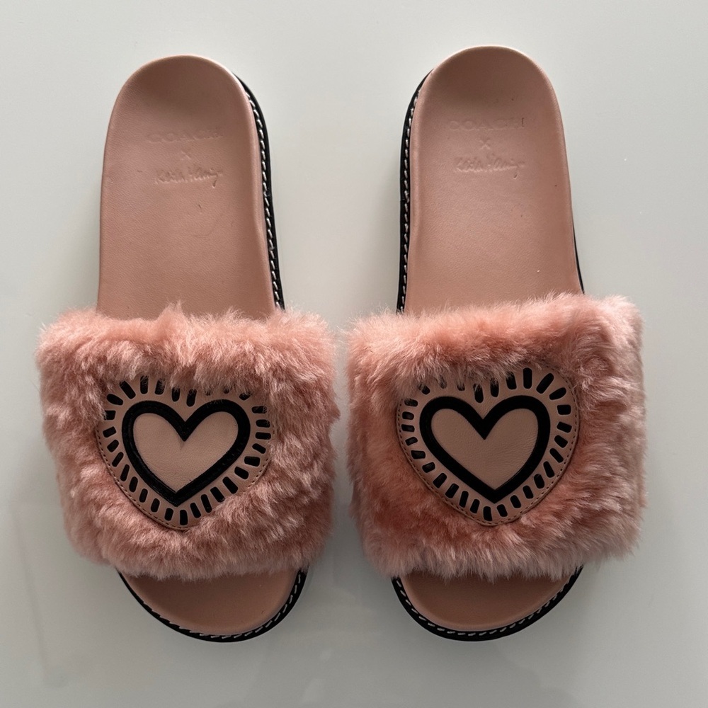 Coach x Keith Haring Shearling Sandal Slide Women’s Size 10